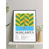 Postermanya Margarita Kokteyl Tarifi Pop Art Mutfak Çerçeveli Tablo - Çerçeveli Poster