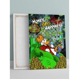 Postermanya Money Happiness, Para Mutluluğu Alır, Zenginlik, Motivasyon Kanvas Tablo, Tuval, Ofis,Çalışma Odası