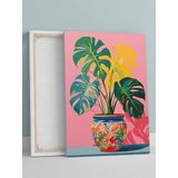 Postermanya Monstera Garden, Monstera Bahçesi, Deve Tabanı Çiçek Pop Art Kanvas Tablo - Tuval Tablo