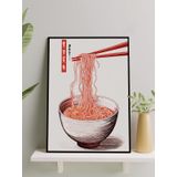 Postermanya Noodle Flow, Erişte Akışı, Dijital Sanat Mutfak Çerçeveli Tablo - Çerçeveli Poster