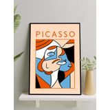 Postermanya Picasso, Woman Face, Kadın Yüzü, Kübizm. Sanatsal Çerçeveli Tablo - Çerçeveli Poster
