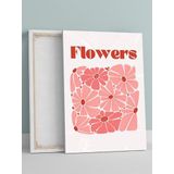 Postermanya Pink Red Flower, Pembe Tonlu Minimal Çiçekler Pop Art Kanvas Tablo - Tuval Tablo,Sanatsal Dekorasyon