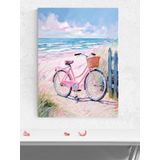 Postermanya Pink Ride, Pembe Sürüş Bisiklet Sanat Deniz Manzaralı Poster - Afiş - Dekoratif Duvar Poster