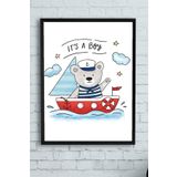 Postermanya (pster10105) Erkek Bebek Çocuk Odası Çerçeveli Tablo (30 X 40cm)