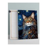 Postermanya (pster1243) Van Gogh Tarzı Maine Coon Kedi Hayvan Kanvas Tablo 30 x 40