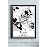 Postermanya (pster14409) İtalya Roma Harita Dekoratif Tasarım Çerçeveli Tablo 30 x 40