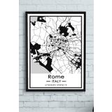 Postermanya (pster14410) İtalya Roma Harita Dekoratif Tasarım Çerçeveli Tablo 21 x 30
