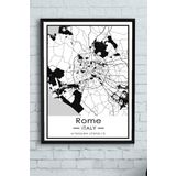 Postermanya (pster14412) İtalya Roma Harita Dekoratif Tasarım Çerçeveli Tablo 40 x 50