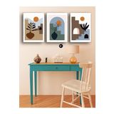 Postermanya (pster149) Yaz Güneşinde Saksı Üçlü Kanvas Tablo Seti, Premium 3'lü Canvas, 3 Parçalı Duvar Tablosu 50 x 70