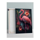 Postermanya (pster1612) Flamingo ve Çiçekler Hayvan Kanvas Tablo 50 x 70
