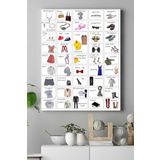 Postermanya (pster16292) Ingilizce Kıyafetler Eğitim Kanvas Tablo 50 x 70