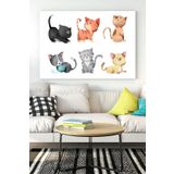 Postermanya (pster16520) Kediler Tasarım Çocuk Odası Kanvas Tablo 21 x 30