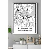Postermanya (pster18601) Hollanda Amsterdam Harita Dekoratif Tasarım Kanvas Tablo 30 x 40