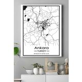 Postermanya (pster18605) Ankara Harita Dekoratif Tasarım Kanvas Tablo 50 x 70