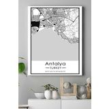 Postermanya (pster18610) Antalya Harita Dekoratif Tasarım Kanvas Tablo 40 x 60