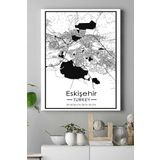 Postermanya (pster18621) Eskişehir Harita Dekoratif Tasarım Kanvas Tablo 21 x 30