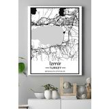Postermanya (pster18628) Izmir Harita Dekoratif Tasarım Kanvas Tablo 50 x 70