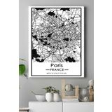Postermanya (pster18634) Fransa Paris Harita Dekoratif Tasarım Kanvas Tablo 50 x 70