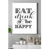 Postermanya (pster18791) Eat Drink Be Happy Mutfak Kanvas Tablo 50 x 70