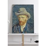 Postermanya (pster18896) Gri Fötr Şapkalı Otoportre - Van Gogh Sanatsal Kanvas Tablo 30 x 40