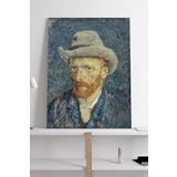 Postermanya (pster18897) Gri Fötr Şapkalı Otoportre - Van Gogh Sanatsal Kanvas Tablo 40 x 60