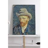 Postermanya (pster18898) Gri Fötr Şapkalı Otoportre - Van Gogh Sanatsal Kanvas Tablo 50 x 70
