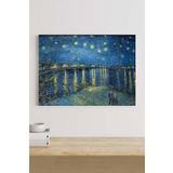 Postermanya (pster18982) Ren Nehrinde Yıldızlı Gece - Van Gogh Sanatsal Kanvas Tablo 21 x 30