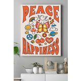 Postermanya (pster20459) Peace Happiness Psychedelic Indie Tarzı Kanvas Tablo 50 x 70
