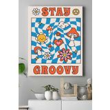 Postermanya (pster20501) Stay Groovy Psychedelic Indie Tarzı Kanvas Tablo 30 x 40