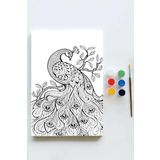 Postermanya (pster21569) Tavus Kuşu Mandala Tuval Kanvas Tablo Boyama Hobi Seti (70x100cm) (büyük+ Boy)