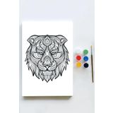 Postermanya (pster21622) Aslan Mandala Tuval Kanvas Tablo Boyama Hobi Seti (30x40cm)