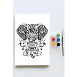 Postermanya (pster21631) Fil Mandala Tuval Kanvas Tablo Boyama Hobi Seti (70x100cm) (büyük+ Boy)