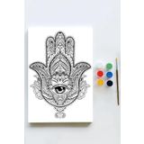 Postermanya (pster21642) Fatmanın Eli Mandala Tuval Kanvas Tablo Boyama Hobi Seti (70x100cm) (Büyük+ Boy)