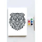 Postermanya (pster21648) Aslan Mandala Tuval Kanvas Tablo Boyama Hobi Seti (50x70cm)
