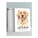Postermanya (pster742) Golden Retriever Köpek Lets Play Hayvan Kanvas Tablo 21 x 30