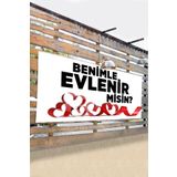 Postermanya (pster9713) Evlilik Teklifi Pankart, Benimle Evlenir Misin Branda Afiş 4