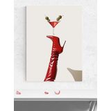 Postermanya Red Martini, Kırmızı Martini ve Çizme, Pop Art Mutfak Poster - Afiş - Dekoratif Duvar Poster