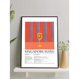 Postermanya Singapore Sling Kokteyl Tarifi Pop Art Mutfak Çerçeveli Tablo - Çerçeveli Poster