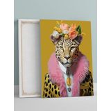 Postermanya The Leopard Queen, Leopar Kraliçesi Pop Art Kanvas Tablo - Tuval Tablo