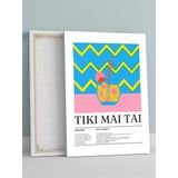 Postermanya Tiki Mai Tai Kokteyl Tarifi Pop Art Mutfak Kanvas Tablo - Tuval Tablo