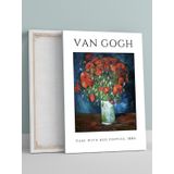 Postermanya Van Gogh, Vase Red Poppies, Kırmızı Gelincik Vazolu Sanatsal Kanvas Tablo - Tuval Tablo