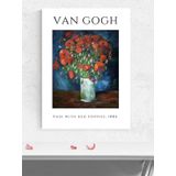 Postermanya Van Gogh, Vase Red Poppies, Kırmızı Gelincik Vazolu Sanatsal Poster - Afiş - Dekoratif Duvar Poster
