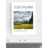 Postermanya Van Gogh Wheat Cypresses, Selvi Ağaçlı Buğday Tarlası Sanatsal Poster, Afiş, Dekoratif Duvar Poster