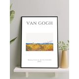 Postermanya Van Gogh Wheatfield Crows, Kargalarla Buğday Tarlası Sanatsal Çerçeveli Tablo - Çerçeveli Poster