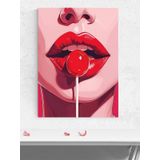 Postermanya Woman Lip Pop, Kadın Dudak Şeker Lolipop Pop Art Sanatsal Poster - Afiş - Dekorasyon