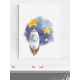 Postermanya Yıldız Roket Erkek Bebek Odası Poster, Afiş, Kreş Çocuk Odası Dekorasyon, Yenidoğan Hediye