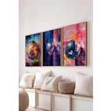 Postifull Ahşap Çerçeveli Tablo Seti, Disko Topu Maximalist Duvar Tablosu, 3 Adet Poster Seti, No:300796;13 X 18 Ahşap Tablo
