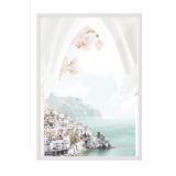 Postifull Amalfi Arch Çerçeveli Tablo, Beyaz Çerçeve Ve Poster, Dikey Duvar Tablosu Comfort Serisi No:108448;30 X 40 Beyaz Çerçeveli
