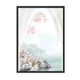 Postifull Amalfi Arch Çerçeveli Tablo, Siyah Çerçeve Ve Poster, Dikey Duvar Tablosu Comfort Serisi No:108448;70 X 100 Siyah Çerçeveli