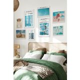 Postifull Beyaz Tablo Seti, 8 Adet Çerçeve Seti,California - Mavi Sahil Temalı Galeri Poster Seti No:003;60 X 80 Beyaz